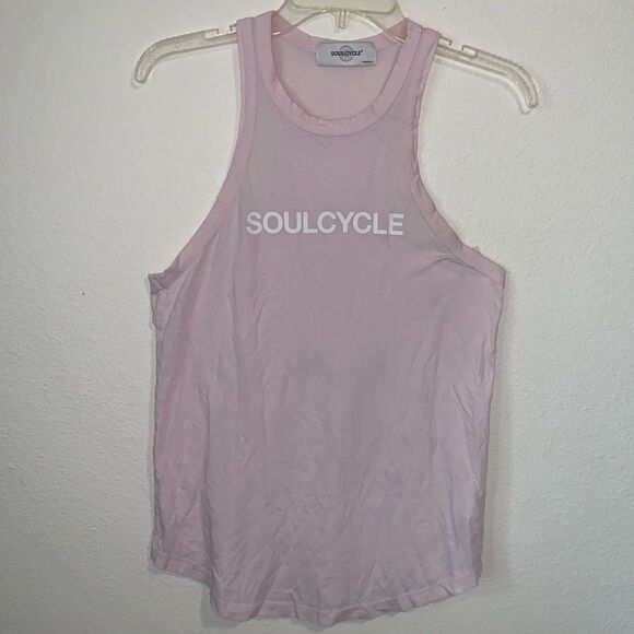 SoulCycle Pink Racerback Tank Top White Graphic Medium Sleeveless Workout - Picture 1 of 7